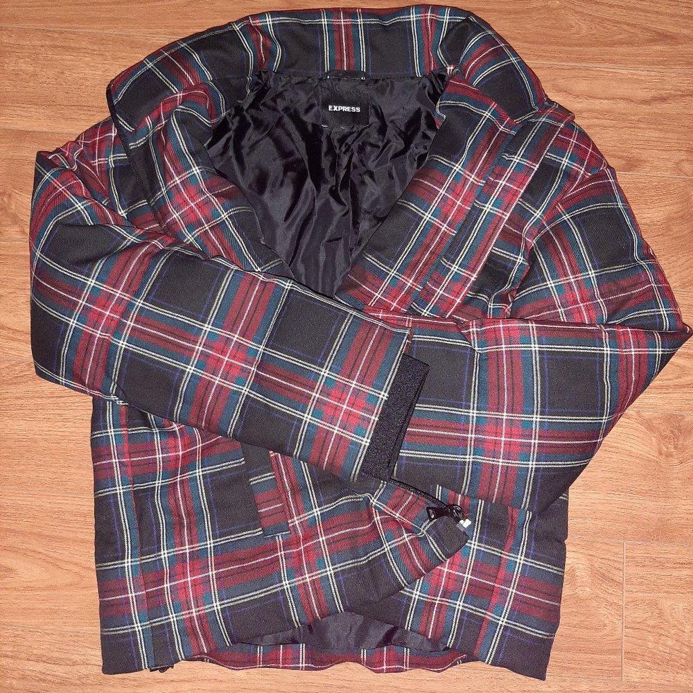Express Plaid Puffer Jacket